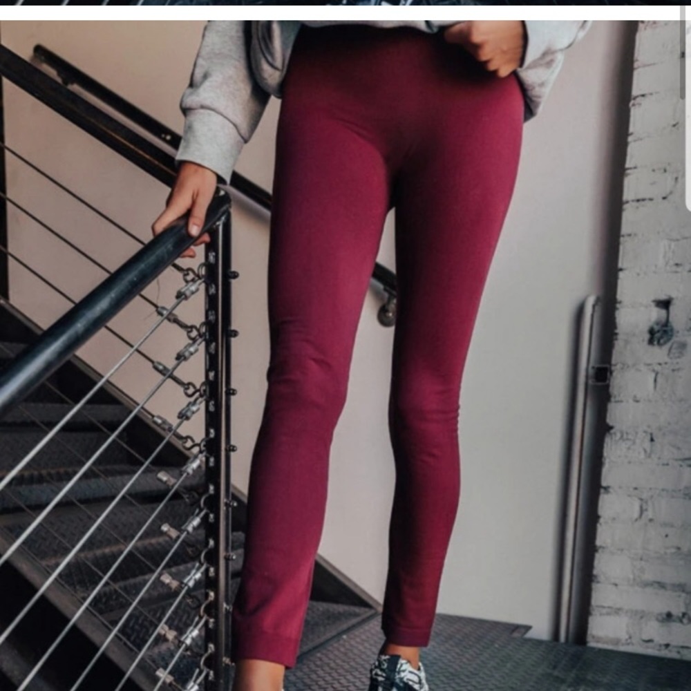 - NWT Pants Burgundy Fleece Lined Leggings